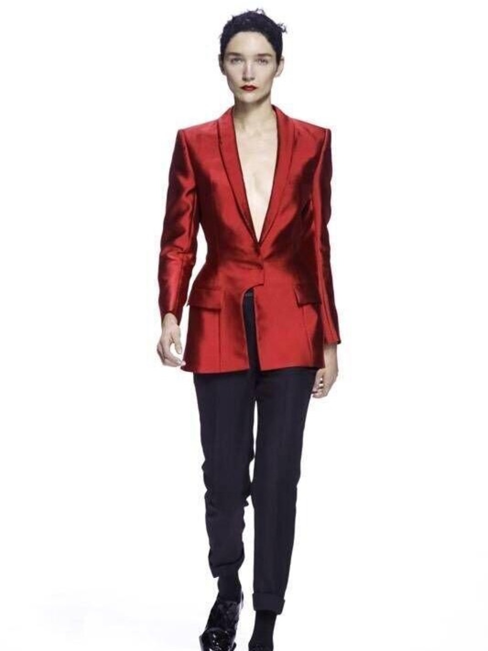 Haider Ackermann Red Satin Peak-Lapel Blazer - Suits & Blazers